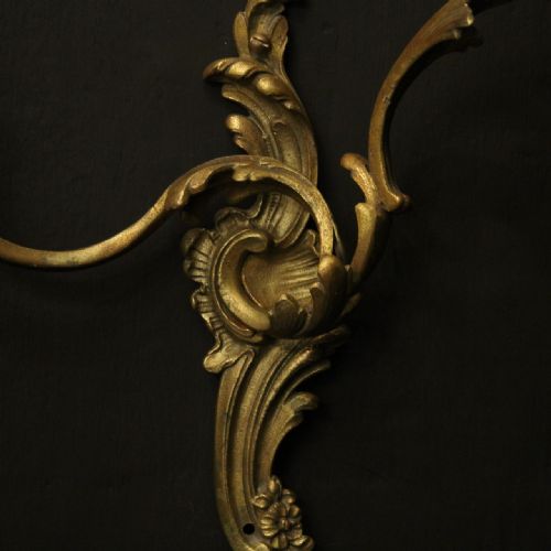 FRENCH PAIR OF GILDED BRONZE ANTIQUE WALL LIGHTS - ADDITIONAL PHOTO 4
