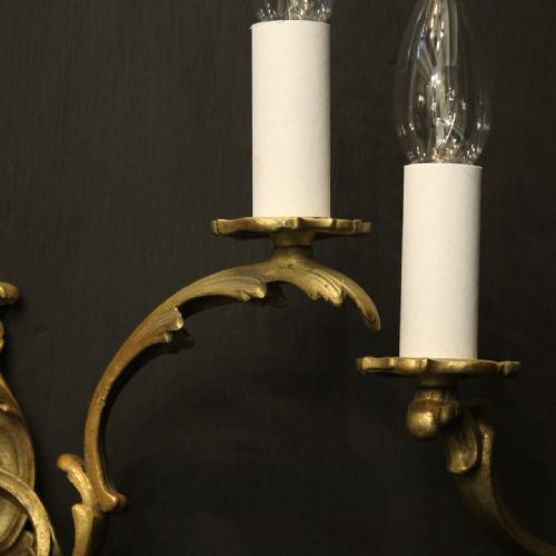 FRENCH PAIR OF GILDED BRONZE ANTIQUE WALL LIGHTS - ADDITIONAL PHOTO 5