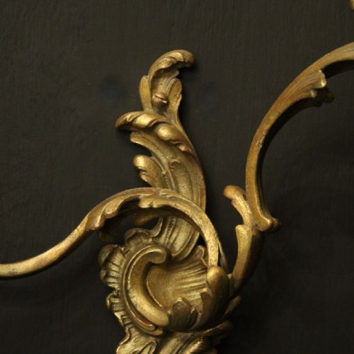 FRENCH PAIR OF GILDED BRONZE ANTIQUE WALL LIGHTS - ADDITIONAL PHOTO 6