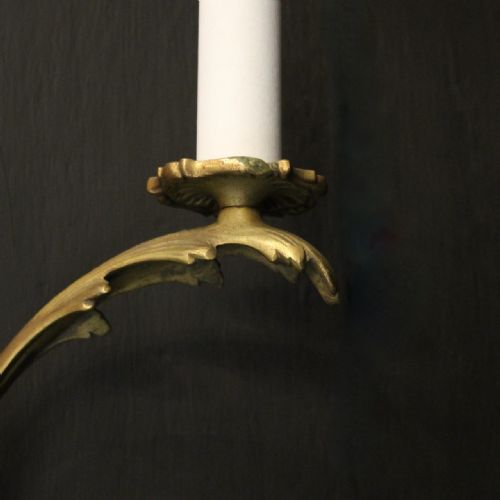 FRENCH PAIR OF GILDED BRONZE ANTIQUE WALL LIGHTS - ADDITIONAL PHOTO 7
