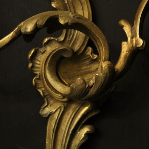FRENCH PAIR OF GILDED BRONZE ANTIQUE WALL LIGHTS - ADDITIONAL PHOTO 8