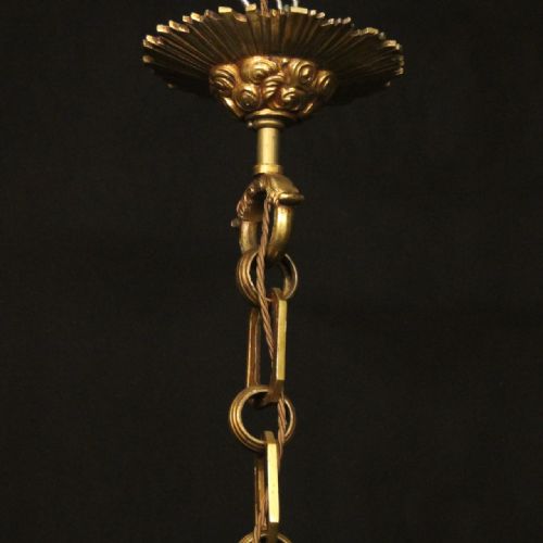 FRENCH 19TH C GILDED BRONZE 6 LIGHT ANTIQUE CHANDELIER - ADDITIONAL PHOTO 9