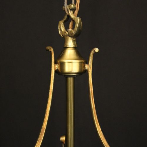 FRENCH GILDED BRASS CONVEX TRIPLE LIGHT ANTIQUE LANTERN - ADDITIONAL PHOTO 8