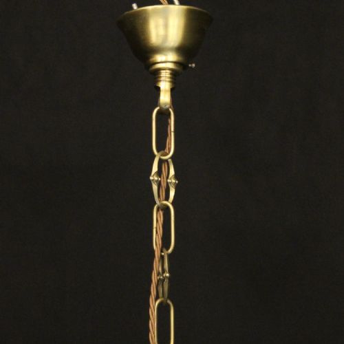 FRENCH GILDED BRASS CONVEX TRIPLE LIGHT ANTIQUE LANTERN - ADDITIONAL PHOTO 9