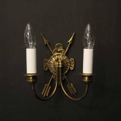 FRENCH PAIR OF GILDED BRAS EMPIRE ANTIQUE WALL LIGHTS - ADDITIONAL PHOTO 1