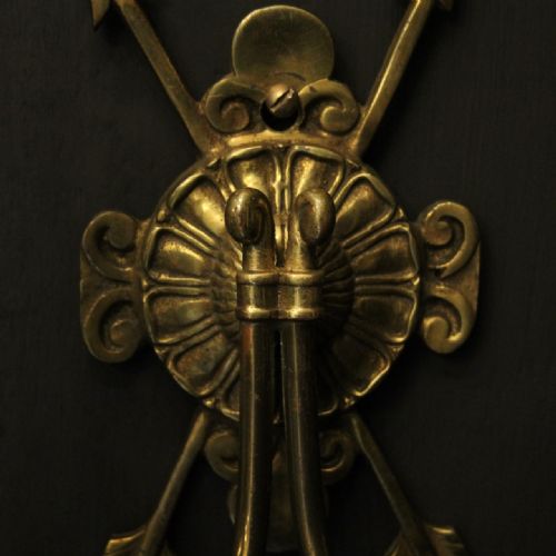 FRENCH PAIR OF GILDED BRAS EMPIRE ANTIQUE WALL LIGHTS - ADDITIONAL PHOTO 8
