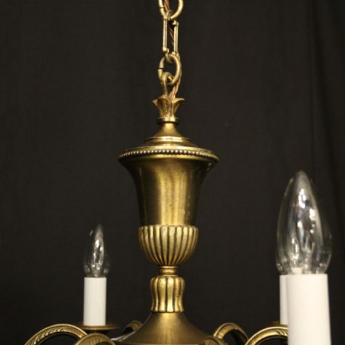 FRENCH GILDED BRASS 6 LIGHT ANTIQUE CHANDELIER - ADDITIONAL PHOTO 6