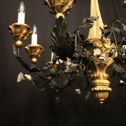 FLORENTINE 19TH CENTURY GILTWOOD 8 LIGHT ANTIQUE CHANDELIER - ADDITIONAL PHOTO 8