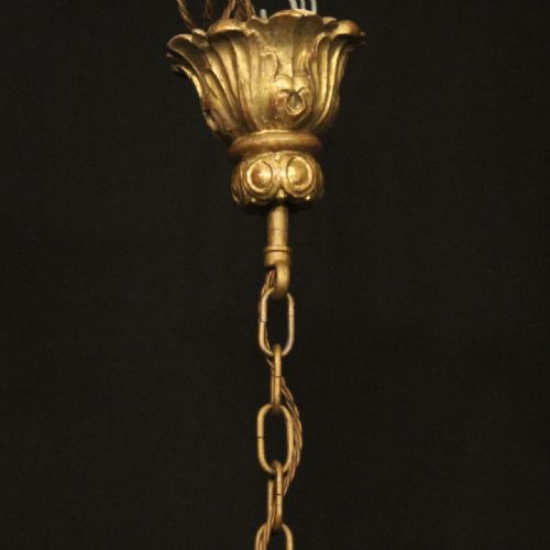 FLORENTINE 19TH CENTURY GILTWOOD 8 LIGHT ANTIQUE CHANDELIER - ADDITIONAL PHOTO 9