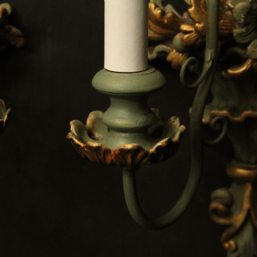 ITALIAN PAIR OF POLYCHROME GILDED WALL LIGHTS - ADDITIONAL PHOTO 4