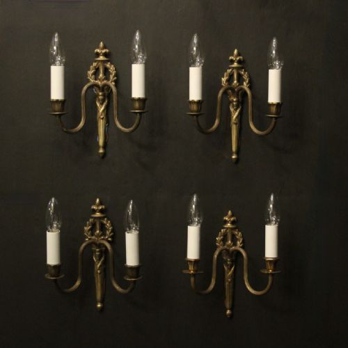 french set of 4 gilded antique wall lights - CATEGORY: ANTIQUE LIGHTING - DATED 1930
