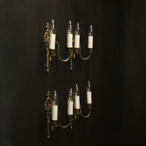 FRENCH SET OF 4 GILDED ANTIQUE WALL LIGHTS - ADDITIONAL PHOTO 9