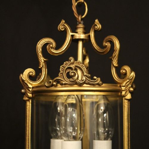 FRENCH GILDED BRONZE TRIPLE LIGHT HALL LANTERN - ADDITIONAL PHOTO 1