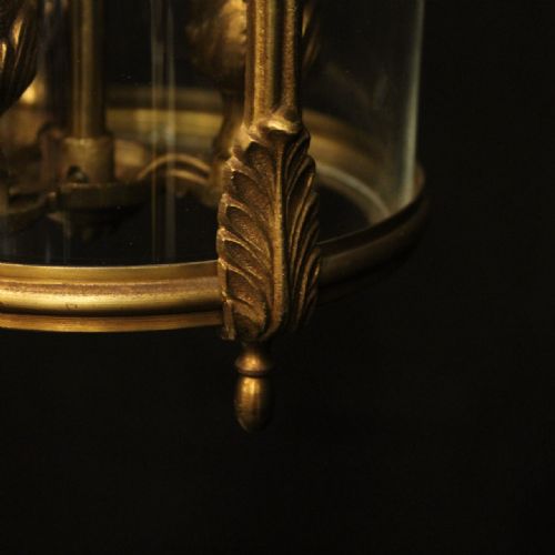 FRENCH GILDED BRONZE TRIPLE LIGHT HALL LANTERN - ADDITIONAL PHOTO 7