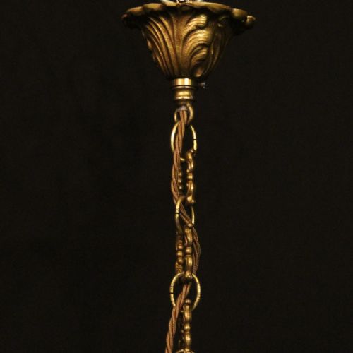FRENCH GILDED BRONZE TRIPLE LIGHT HALL LANTERN - ADDITIONAL PHOTO 9