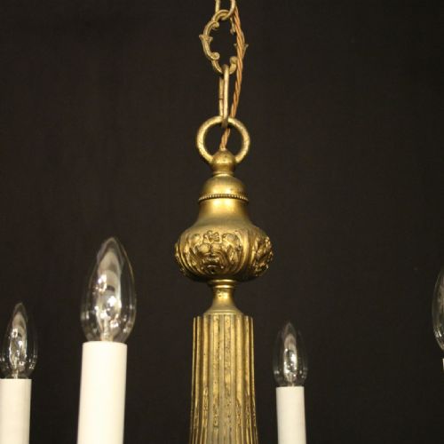 FRENCH 19TH C GILDED BRONZE 4 LIGHT ANTIQUE CHANDELIER - ADDITIONAL PHOTO 7
