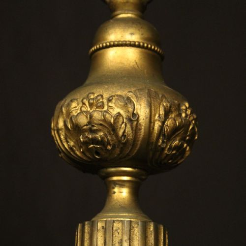 FRENCH 19TH C GILDED BRONZE 4 LIGHT ANTIQUE CHANDELIER - ADDITIONAL PHOTO 8
