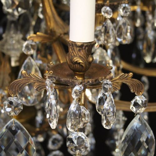 FRENCH GILDED BRONZE CRYSTAL 21 LIGHT ANTIQUE CHANDELIER - ADDITIONAL PHOTO 4