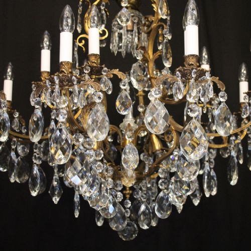 FRENCH GILDED BRONZE CRYSTAL 21 LIGHT ANTIQUE CHANDELIER - ADDITIONAL PHOTO 5
