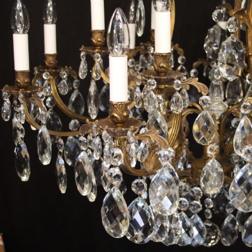 FRENCH GILDED BRONZE CRYSTAL 21 LIGHT ANTIQUE CHANDELIER - ADDITIONAL PHOTO 6