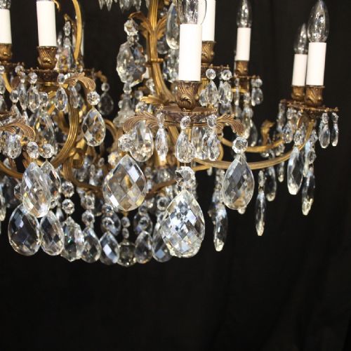 FRENCH GILDED BRONZE CRYSTAL 21 LIGHT ANTIQUE CHANDELIER - ADDITIONAL PHOTO 7