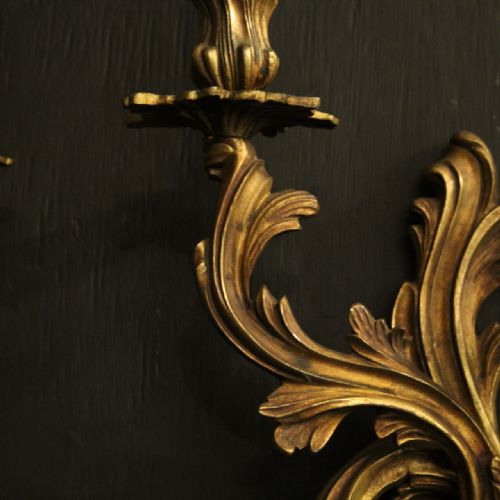 FRENCH PAIR OF GILDED BRONZE ANTIQUE WALL LIGHTS - ADDITIONAL PHOTO 2