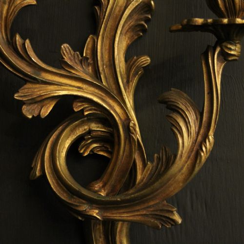 FRENCH PAIR OF GILDED BRONZE ANTIQUE WALL LIGHTS - ADDITIONAL PHOTO 3