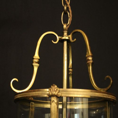 FRENCH GILDED TRIPLE LIGHT CONVEX ANTIQUE LANTERN - ADDITIONAL PHOTO 4