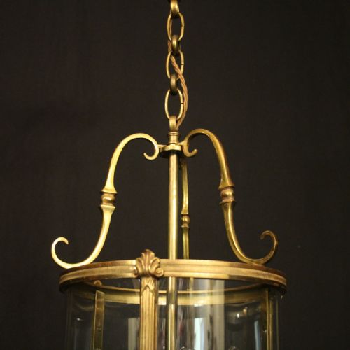 FRENCH GILDED TRIPLE LIGHT CONVEX ANTIQUE LANTERN - ADDITIONAL PHOTO 5
