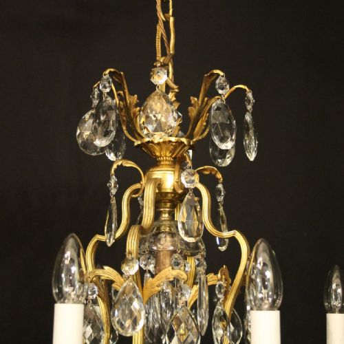FRENCH GILDED BRONZE CRYSTAL ANTIQUE CHANDELIER - ADDITIONAL PHOTO 3