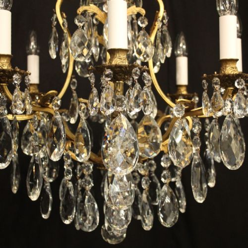 FRENCH GILDED BRONZE CRYSTAL ANTIQUE CHANDELIER - ADDITIONAL PHOTO 4