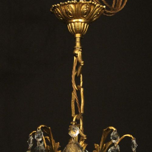 FRENCH GILDED BRONZE CRYSTAL ANTIQUE CHANDELIER - ADDITIONAL PHOTO 9