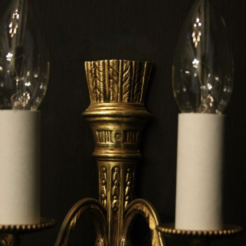 FRENCH PAIR OF EMPIRE GILDED BRASS WALL LIGHTS - ADDITIONAL PHOTO 3
