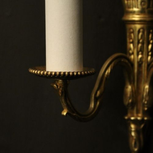 FRENCH PAIR OF EMPIRE GILDED BRASS WALL LIGHTS - ADDITIONAL PHOTO 7