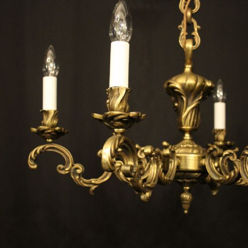 FRENCH GILDED BRONZE 6 LIGHT ANTIQUE CHANDELIER - ADDITIONAL PHOTO 7