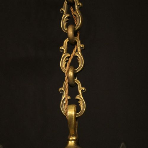 FRENCH GILDED BRONZE 6 LIGHT ANTIQUE CHANDELIER - ADDITIONAL PHOTO 8