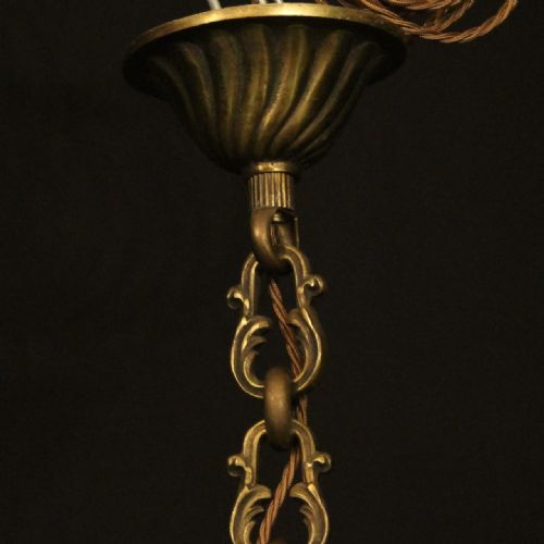 FRENCH GILDED BRONZE 6 LIGHT ANTIQUE CHANDELIER - ADDITIONAL PHOTO 9
