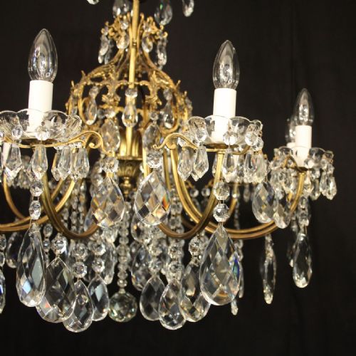 FRENCH GILDED BRONZE CRYSTAL 10 LIGHT ANTIQUE CHANDELIER - ADDITIONAL PHOTO 1