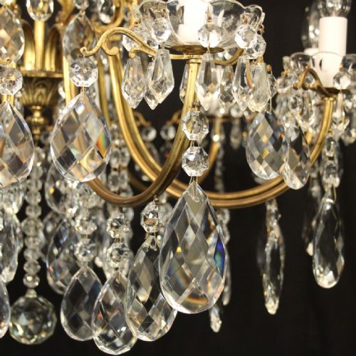 FRENCH GILDED BRONZE CRYSTAL 10 LIGHT ANTIQUE CHANDELIER - ADDITIONAL PHOTO 2