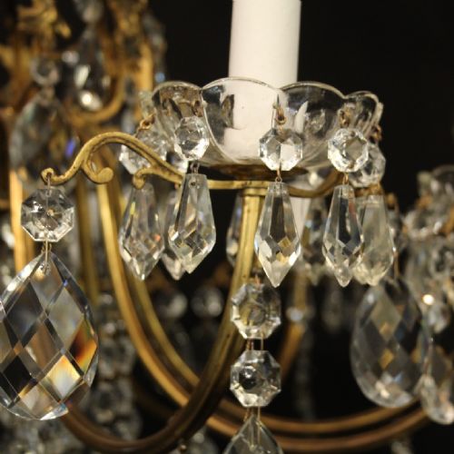 FRENCH GILDED BRONZE CRYSTAL 10 LIGHT ANTIQUE CHANDELIER - ADDITIONAL PHOTO 3