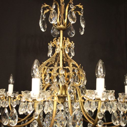 FRENCH GILDED BRONZE CRYSTAL 10 LIGHT ANTIQUE CHANDELIER - ADDITIONAL PHOTO 4