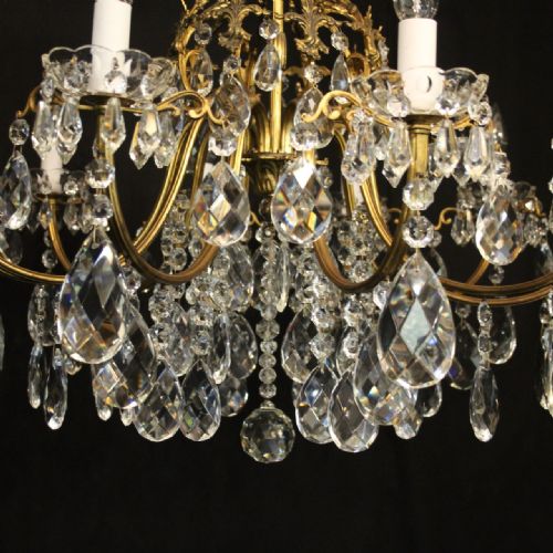 FRENCH GILDED BRONZE CRYSTAL 10 LIGHT ANTIQUE CHANDELIER - ADDITIONAL PHOTO 5