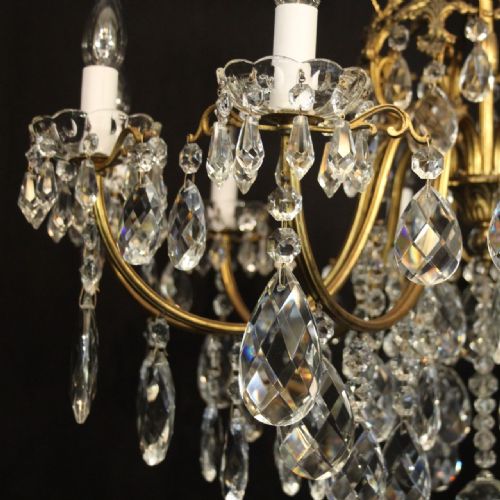 FRENCH GILDED BRONZE CRYSTAL 10 LIGHT ANTIQUE CHANDELIER - ADDITIONAL PHOTO 7