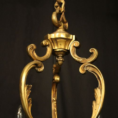 FRENCH PAIR OF GILDED BRONZE 6 LIGHT ANTIQUE CHANDELIERS - ADDITIONAL PHOTO 7