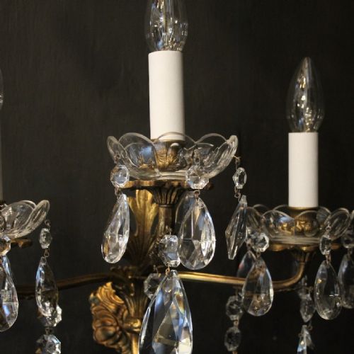 FRENCH PAIR OF GILDED BRONZE CRYSTAL TRIPLE ARM WALL LIGHTS - ADDITIONAL PHOTO 8