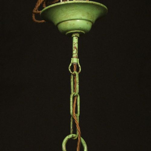 FRENCH FLORAL TOLEWARE 6 LIGHT ANTIQUE CHANDELIER - ADDITIONAL PHOTO 9