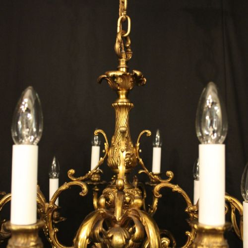 FRENCH GILDED BRONZE 12 LIGHT DOUBLE TIERED ANTIQUE CHANDELIER - ADDITIONAL PHOTO 3