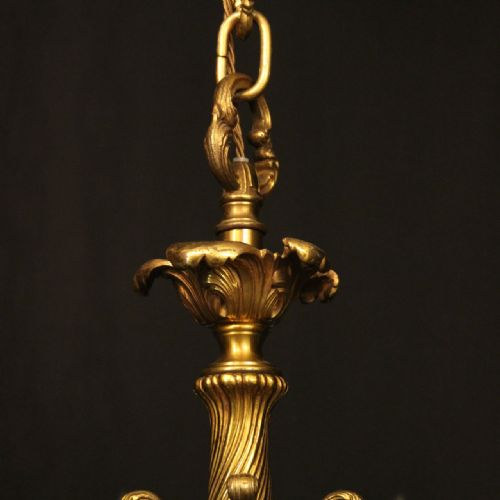 FRENCH GILDED BRONZE 12 LIGHT DOUBLE TIERED ANTIQUE CHANDELIER - ADDITIONAL PHOTO 5