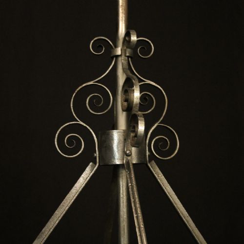 ENGLISH WROUGHT IRON SINGLE LIGHT HALL ANTIQUE LANTERN - ADDITIONAL PHOTO 4