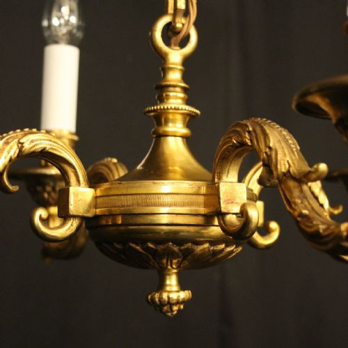FRENCH GILDED BRONZE 4 LIGHT ANTIQUE CHANDELIER - ADDITIONAL PHOTO 2
